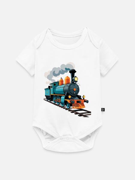 Dampflok Farbexplosion - Baby Premium Kurzarmbody - Weiß