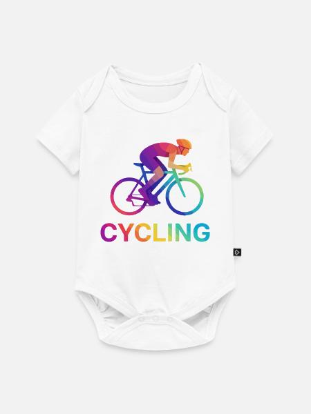 Lebendiges Regenbogen-Radfahrerdesign - Baby Premium Kurzarmbody - Weiß
