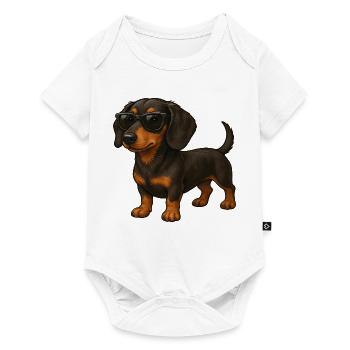 Cooler Dackel Cartoon Sonne Brille Hund - Baby Premium Kurzarmbody - Weiß - Vorne