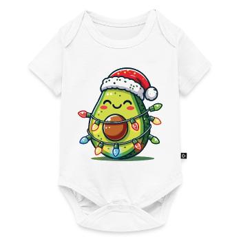 Festliche Avocado Santa Weihnachten Beleuchtung - Baby Premium Kurzarmbody - Weiß - Vorne