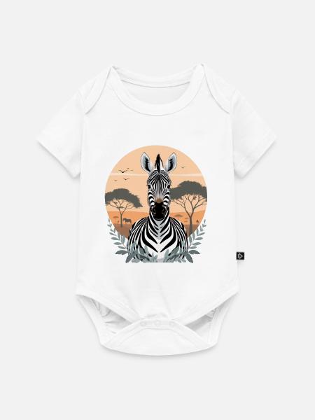 Zebra im Savannensonnenuntergang - Baby Premium Kurzarmbody - Weiß