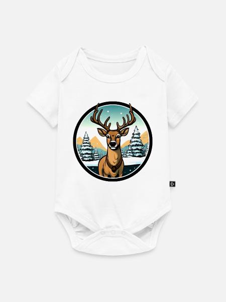 Hirsche Winter Style - Baby Premium Kurzarmbody - Weiß