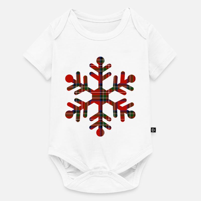 Flocon tartan rouge - Body à manches courtes Premium Bébé - blanc