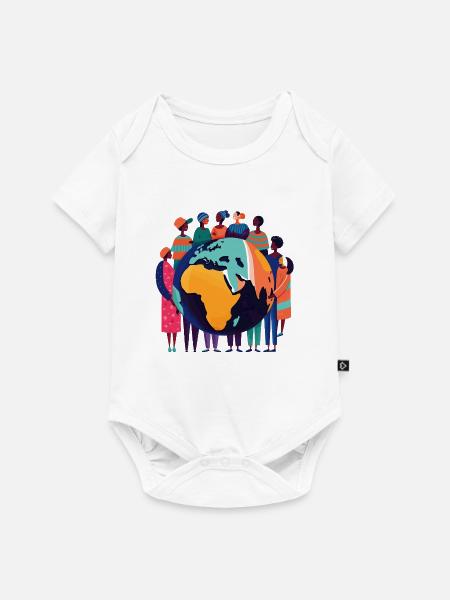 Globale Gemeinschaft um die Erde - Baby Premium Kurzarmbody - Weiß