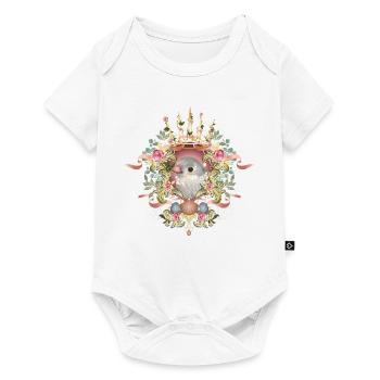 Delicate bird in floral ornamental frame in pastel - Baby Premium short-sleeve bodysuit - white - Front