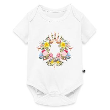 Barocker Blütenkranz mit zarten Frühlingsakzenten - Baby Premium Kurzarmbody - Weiß - Vorne