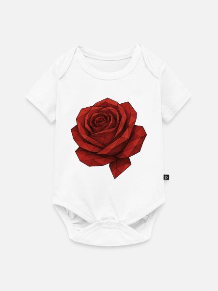 Geometrische Rote Rose - Baby Premium Kurzarmbody - Weiß