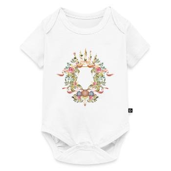 Cadre baroque avec couronne, roses et ornement coquillage - Body à manches courtes Premium Bébé - blanc - Devant
