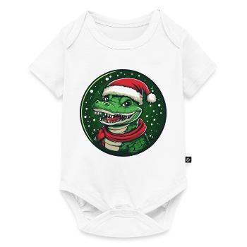 Alligator avec le chapeau de Père Noël - Body à manches courtes Premium Bébé - blanc - Devant