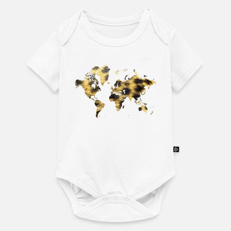 World Map Animal Pattern - Baby Premium short-sleeve bodysuit - white