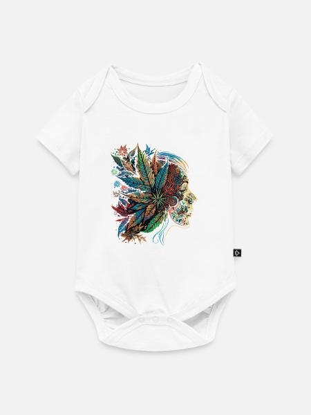 Psychedelische Blattensilhouette - Baby Premium Kurzarmbody - Weiß
