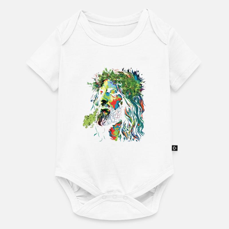 Explosion des couleurs rastafari de Jésus - Body à manches courtes Premium Bébé - blanc