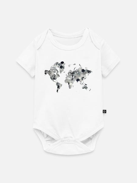 Weltkarte Mosaik-Design - Baby Premium Kurzarmbody - Weiß