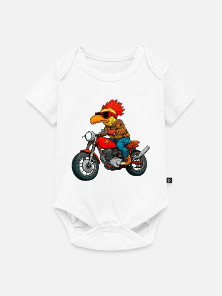 Motorradfahrer Huhn - Baby Premium Kurzarmbody - Weiß