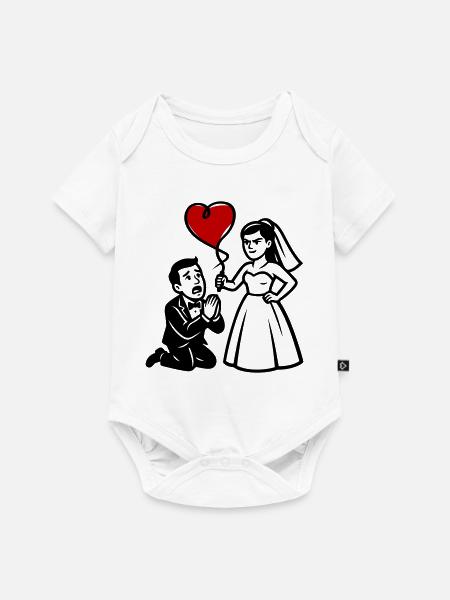 Brautpaar Heiratsantrag Rotes Herz - Baby Premium Kurzarmbody - Weiß
