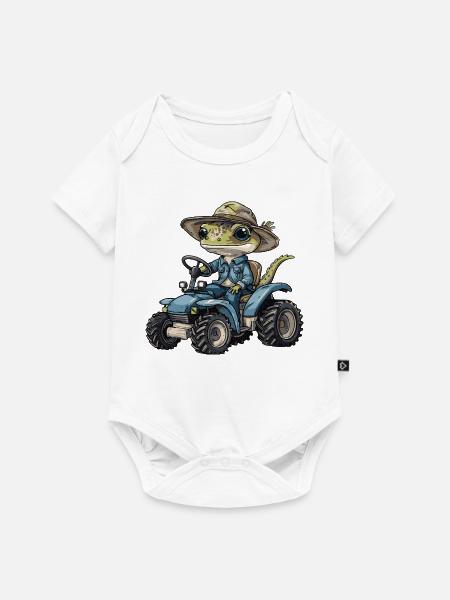 Echse Traktor Farmer - Baby Premium Kurzarmbody - Weiß