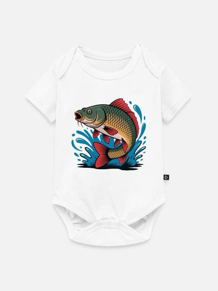 Springender Karpfen - Baby Premium Kurzarmbody - Weiß