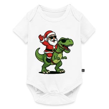 Christmas T Rex with Santa Swag - Baby Premium short-sleeve bodysuit - white - Front