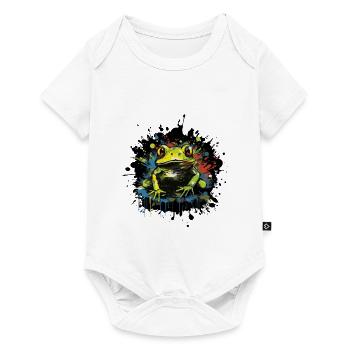 Touche de couleur Style néon de grenouille - Body à manches courtes Premium Bébé - blanc - Devant