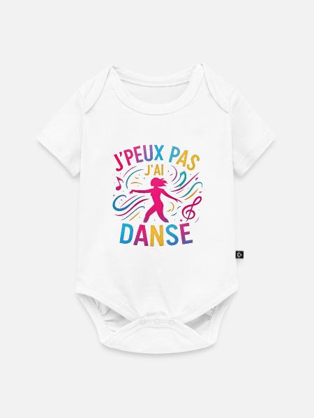 I Can't I Danced — Buntes Glitzern - Baby Premium Kurzarmbody - Weiß
