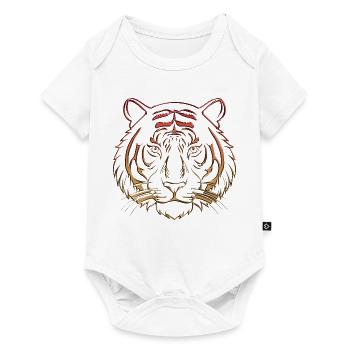 Orange chromé chrome tigre métallique - Body à manches courtes Premium Bébé - blanc - Devant