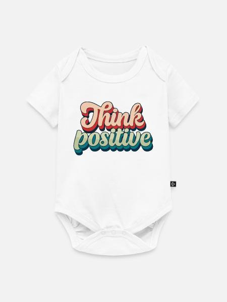 Think Positive Retro Script - Baby Premium Kurzarmbody - Weiß