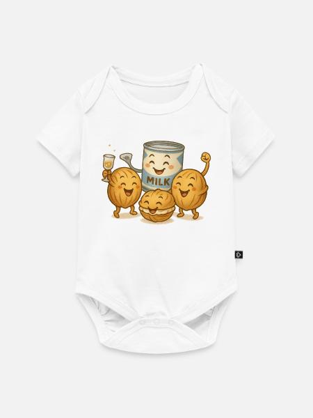 Kondensmilch mit Nusskeksen - Baby Premium Kurzarmbody - Weiß