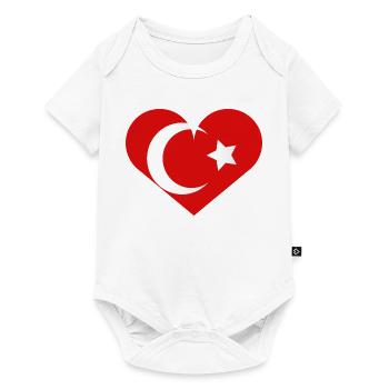 Drapeau turc en forme de cœur - Body à manches courtes Premium Bébé - blanc - Devant