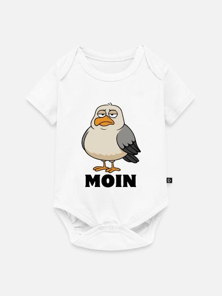Möwe - Moin - Nordsee - Geschenk - Baby Premium Kurzarmbody - Weiß