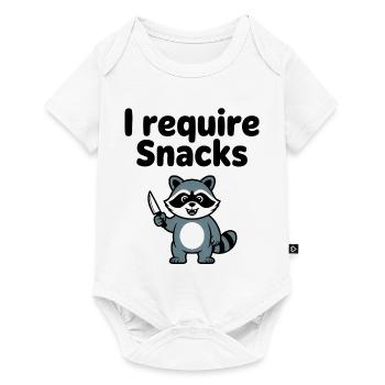 I require Snacks - Funny Raccoon T-Shirt - Baby Premium short-sleeve bodysuit - white - Front
