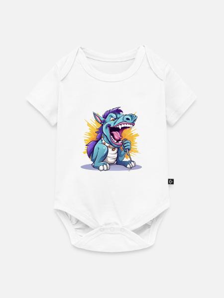 Singender Drache auf Bühne - Baby Premium Kurzarmbody - Weiß