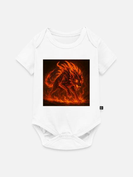 Lava-flammender Wolf - Baby Premium Kurzarmbody - Weiß
