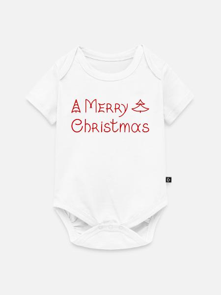 Merry Christmas handwritten lettering phrase . - Baby Premium Kurzarmbody - Weiß