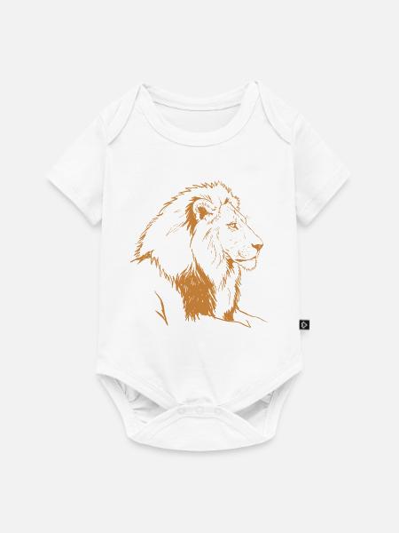 Bronzener Löwe Linienillustration - Baby Premium Kurzarmbody - Weiß