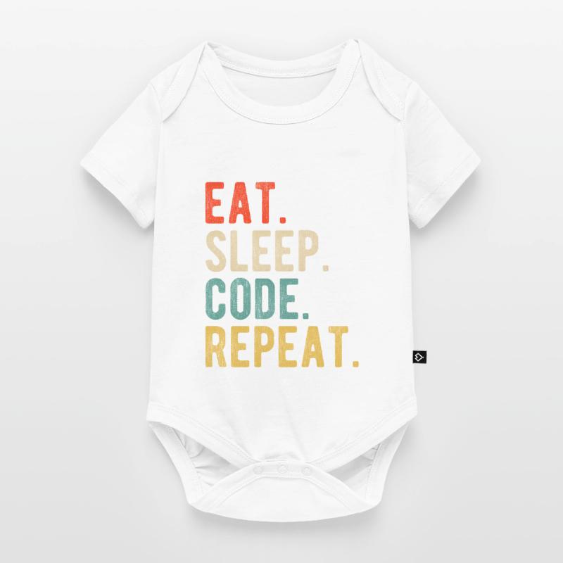 Eat Sleep Code Repeat Programmer Nerd Retro Body à manches courtes Premium Bébé