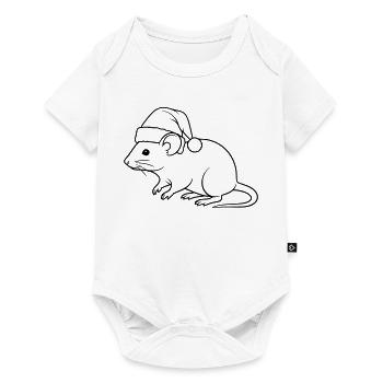 Rat drôle avec le chapeau du Père Noël – Art en traits - Body à manches courtes Premium Bébé - blanc - Devant