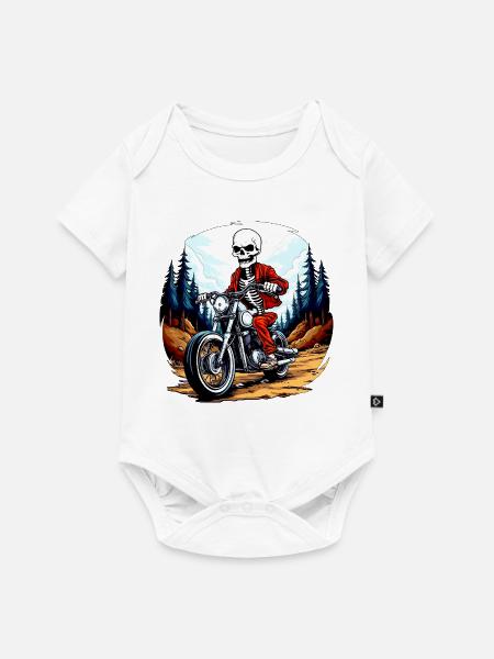 Skelett Motorradfahrer - Baby Premium Kurzarmbody - Weiß