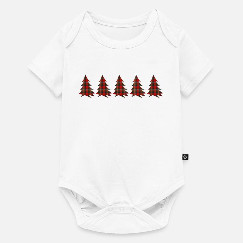 Forêt Tartan Arbres - Body à manches courtes Premium Bébé - blanc