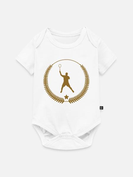 Badminton – Sport – Schläger - Baby Premium Kurzarmbody - Weiß