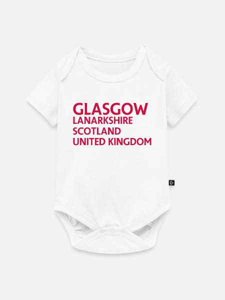 Glasgow – Scotland Textdesign - Baby Premium Kurzarmbody - Weiß
