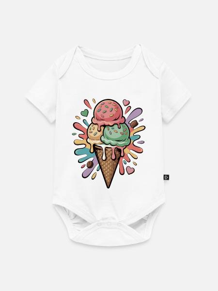 Bunte Eiscreme Explosion - Baby Premium Kurzarmbody - Weiß