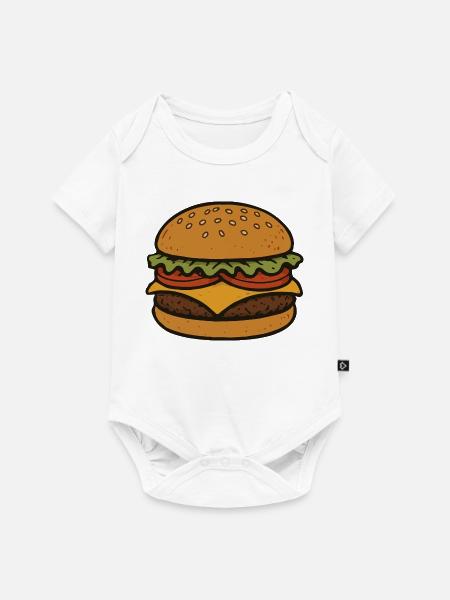 Komischer Hamburger - Baby Premium Kurzarmbody - Weiß