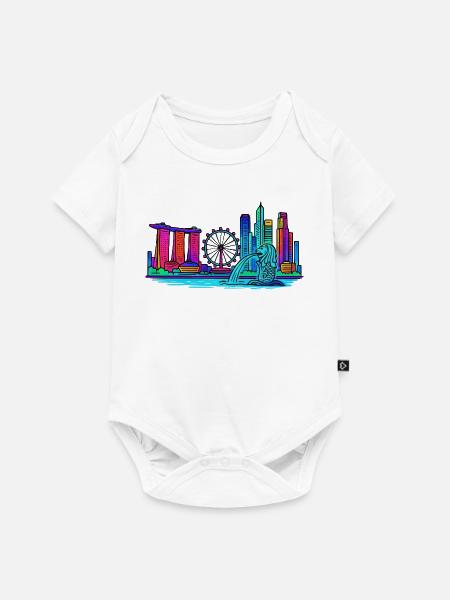 Singapur Skyline - Baby Premium Kurzarmbody - Weiß