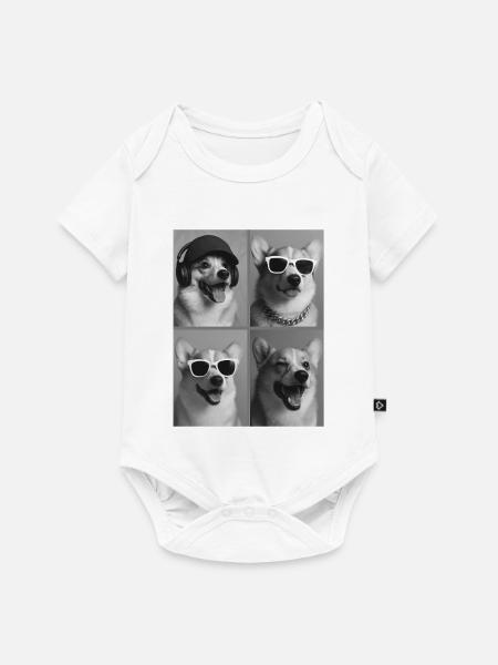 Corgi Hunde Collage Vierporträts - Baby Premium Kurzarmbody - Weiß