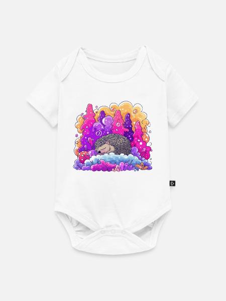 Schlafender Igel im Neonwald - Baby Premium Kurzarmbody - Weiß