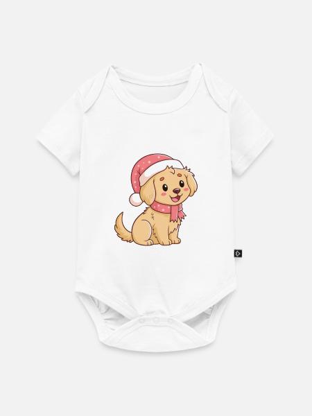 Weihnachts-Golden Retriever-Welpe - Baby Premium Kurzarmbody - Weiß