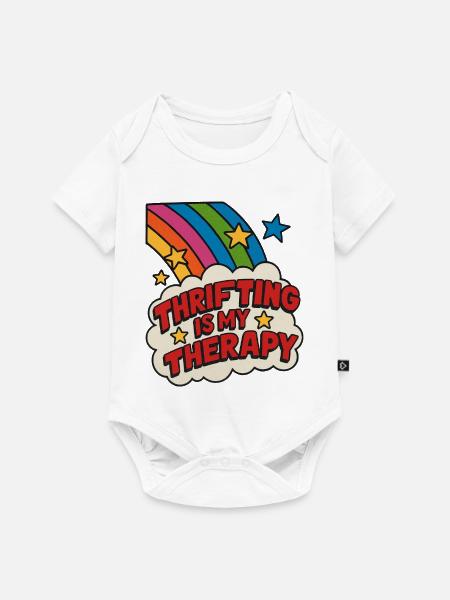 Secondhand-Therapie Regenbogenpflaster - Baby Premium Kurzarmbody - Weiß