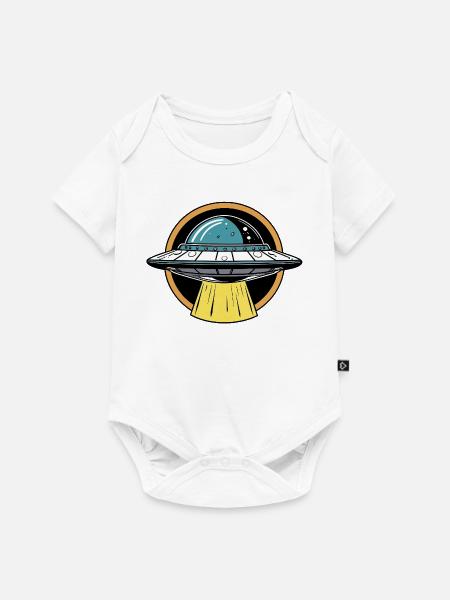 UFO-Lichtstrahl Cartoon - Baby Premium Kurzarmbody - Weiß