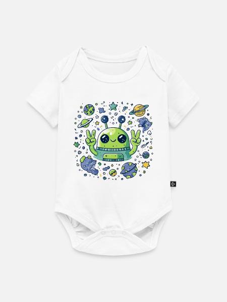 Galaktischer Alien Peacezeichen - Baby Premium Kurzarmbody - Weiß