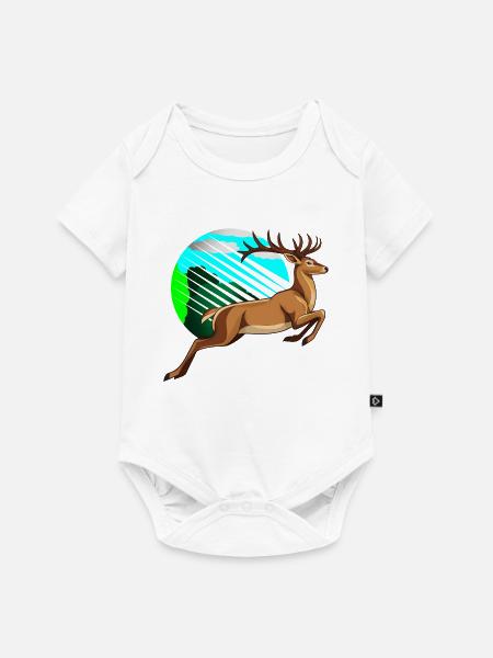 Luftsprunghirsch im Neonkreis - Baby Premium Kurzarmbody - Weiß